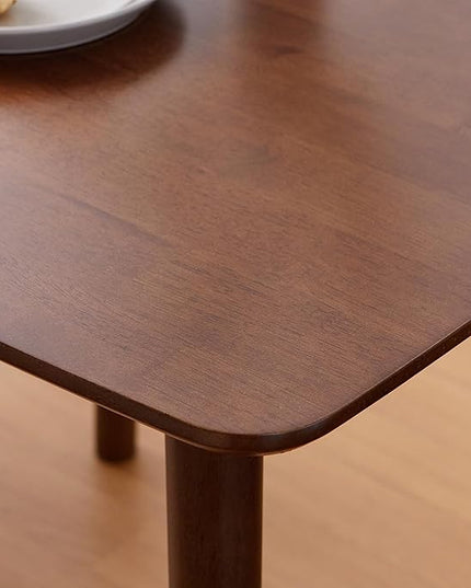 Livinia Aslan 29.5" Malaysian Oak Square Wooden Dining Table/Small Solid Wood Kitchen Desk (Walnut) - LeafyLoom
