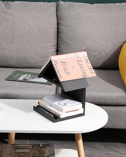 Wall Mounted Wood Bookcase, Small Bedside Bookshelf, Wooden Triangle Nightstand Book Rest,Gift for Book Lover Stand (Black) - LeafyLoom