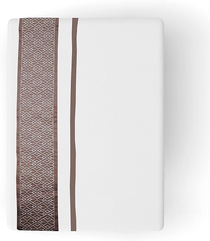 100% Egyptian Cotton California King Sheets Set, 1000 Thread Count Long Staple Cotton, Thick Sateen Cal King Sheets, 18 in Deep Pocket, Ultra Soft & Breathing Cotton - Taupe Embroidered Ivory Sheets - LeafyLoom