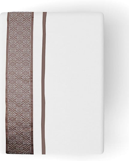 1000 Thread Count Egyptian Cotton Sheets King Size Set - 100% Cotton 4 Pc Bed Sheets, Luxury Hotel Cool Sheets, Breathable Soft Smooth Sateen Weave, 18" Deep Pocket - Taupe Embroidered Ivory Sheets - LeafyLoom