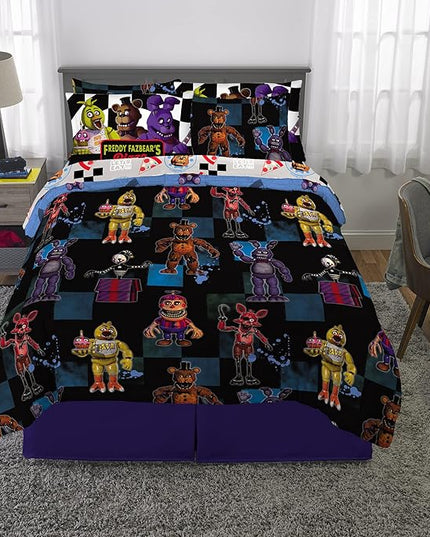 Franco Kids Bedding Super Soft Comforter and Sheet Set with Sham, 7 Piece Full Size, Five Nights At Freddy's - LeafyLoom