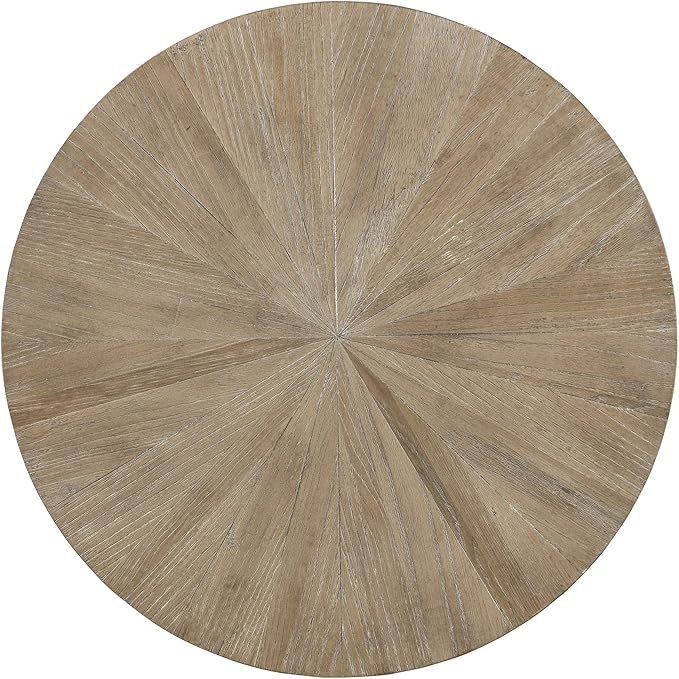 33.5" Round Coffee Table with 2-Tier Storage, Farmhouse Living Room Cocktail Table with Black Metal Leg, Solid Wood Industrial Sofa Center Table,Easy Assembly, Rustic Natural KFZ1338 - LeafyLoom