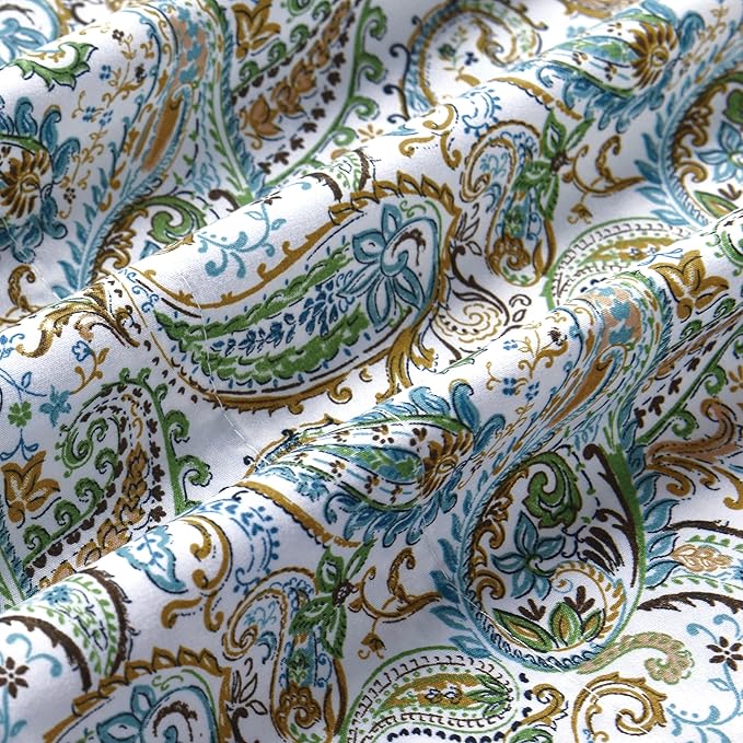 Elegant Comfort Softest and Coziest 6-Piece Sheet Set - 1500 Premium Hotel Quality Microfiber - Deep Pocket, Wrinkle Resistant 6-Piece Paisley Pattern Bed Sheet Set, Queen, Paisley Teal - LeafyLoom