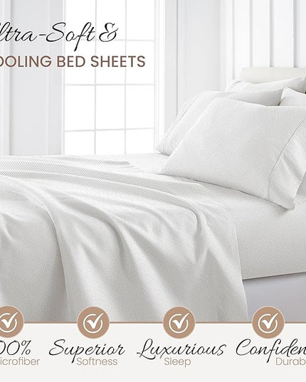 Linen Market 4 Piece California King Bedding Sheet Set (Gray Stippled) - Sleep Better Than Ever with These Ultra-Soft & Cooling Bed Sheets for Your Cal King Size Bed - Deep Pocket Fits 16" Mattress - LeafyLoom