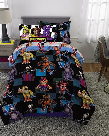 Franco Kids Bedding Super Soft Comforter and Sheet Set with Sham, 5 Piece Twin Size, Five Nights At Freddy's - LeafyLoom