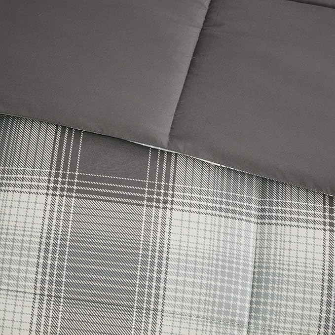 Woolrich Comforter Set, Cabin Lodge, Warm Cover for Colder Season, Modern Cottage-Inspired Down Alternative Ultra Soft Microfiber Bedding, Matching Sham, Plaid Grey King 3 Piece - LeafyLoom