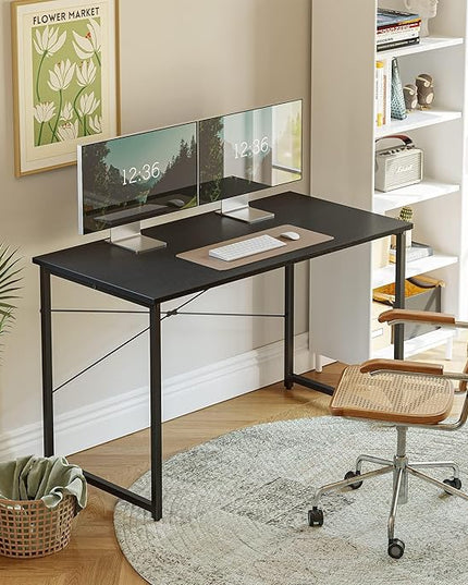 CubiCubi Computer Desk, 47 inch Home Office Desk, Modern Simple Style PC Table for Home, Office, Study, Writing, Black - LeafyLoom