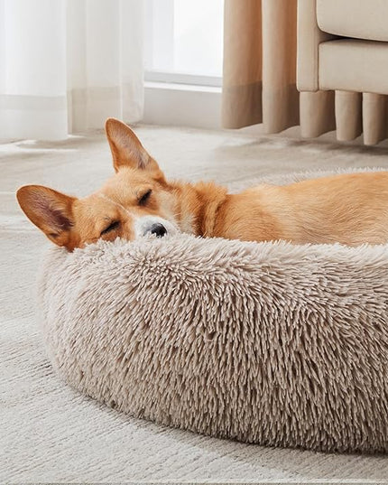 WESTERN HOME WH Calming Dog & Cat Bed, Anti-Anxiety Donut Cuddler Warming Cozy Soft Round Bed, Fluffy Faux Fur Plush Cushion Bed for Small Medium Dogs and Cats (20"/24"/27"/30") WESTERNHOME