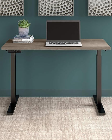 Bush Business Furniture Move 60 Electric Ergonomic Sit-Stand Computer Table for Home and Professional Office, 48W x 24D, Modern Hickory - LeafyLoom
