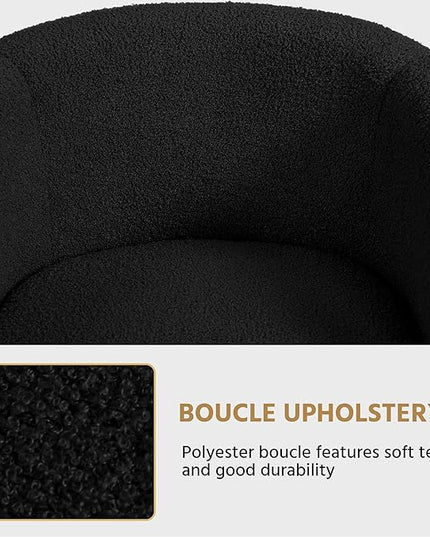 Yaheetech Accent Chair, Cozy Living Room Chairs with Soft Padded, Furry Sherpa Barrel Chair Sturdy Legs, Modern Armchair for Living Room Bedroom Reception Room Office Reading Room, Black - LeafyLoom