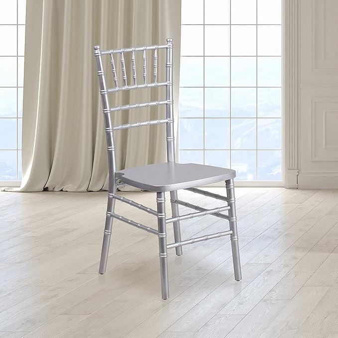 Flash Furniture 2 Pack HERCULES Series Silver Wood Chiavari Chair - LeafyLoom