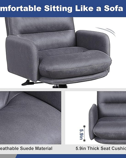 Adjustable Home Office Chair, Modern Mid Back Computer Desk Chair with Wheels, Ergonomic Upholstered Swivel Chair, Grey - LeafyLoom