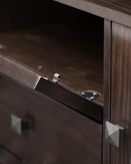 SIMPLIHOME Cosmopolitan SOLID WOOD Universal TV Media Stand, 72 inch Wide, Contemporary, Living Room Entertainment Center with Storage, for Flat Screen TVs up to 80 inches in Mahogany Brown - LeafyLoom