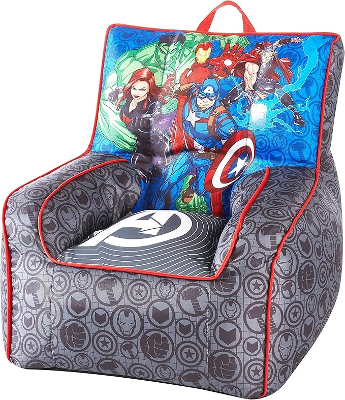 Idea Nuova Marvel Avengers Toddler Nylon Bean Bag Chair with Piping & Top Carry Handle, Large - LeafyLoom