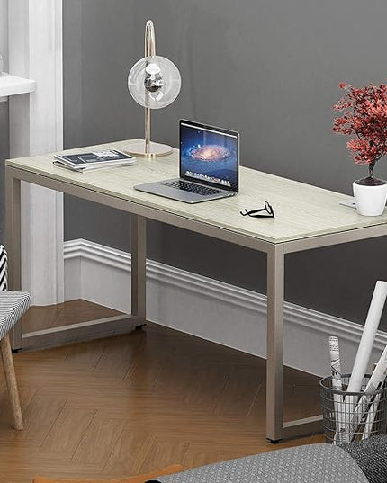 SHW Home Office 55-Inch Large Computer Desk, Maple - LeafyLoom