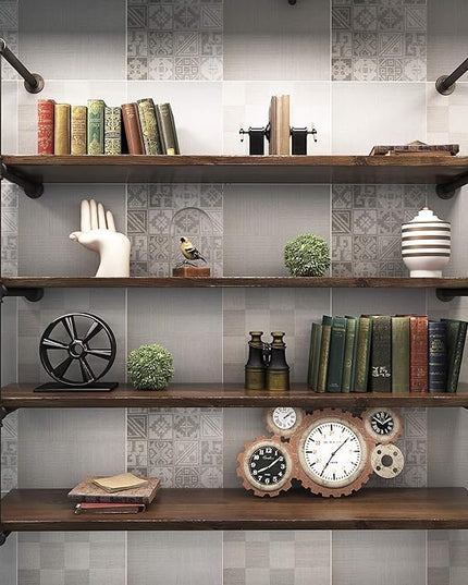 MUZIK 5 Tier Industrial Wall Mount Iron Pipe Shelf, 3/4 Inches Malleable Cast Iron Pipe Wall Mount Bookshelf Shelving Unit, DIY Open Bookshelf, Shelf Shelves, 2 Pack 52 Inch Tall - LeafyLoom