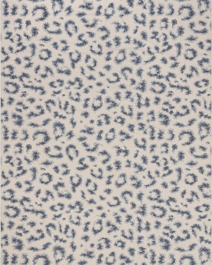 nuLOOM Mason Machine Washable Contemporary Leopard Print Ultra Thin Area Rug, 8' Square, Blue - LeafyLoom
