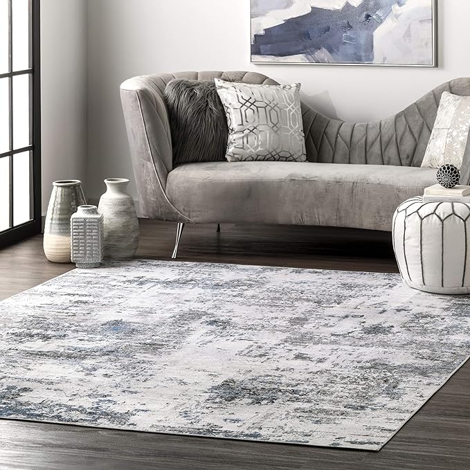 nuLOOM Dali Abstract Machine Washable Area Rug, 4x6, Grey - LeafyLoom