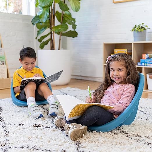 ECR4Kids Leaf Floor Seat, Rocker Chair, Peacock Blue, 6-Piece - LeafyLoom