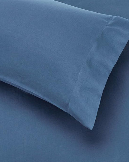 Amazon Basics Lightweight Microfiber Bed-in-a-Bag Comforter 5-Piece Bedding Set, Twin/Twin XL, Blue Calvin Striped - LeafyLoom
