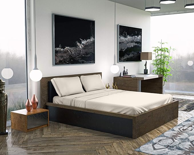 DREAMCARE Twin XL Sheet Sets - Cooling Bed Sheets - 4pcs Set - up to 15" Deep Pocket Twin XL Sheets - XL Twin Sheet Set – Soft & Long Lasting 100% Fine Brushed Polyester with Side Pocket - Ivory - LeafyLoom