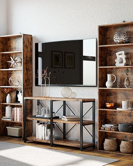 IRONCK Industrial Bookshelves and Bookcases Floor Standing 6 Shelf Display Storage Shelves 70 in Tall Bookcase Home Decor Furniture for Home Office, Living Room, Bed Room, Vintage Brown - LeafyLoom