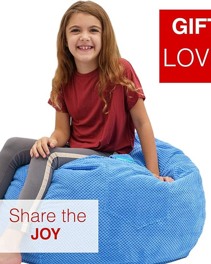 EMMandSOPHIE Kids Bean Bag Chair - Bean Bag Chair Kids- Toddler Bean Bag Chair- Bean Bag Stuffed Animal Storage -Bean Bag Chairs for Kids -Stuffed Animal Bean Bag Storage - Kid Bean Bag Chair - LeafyLoom