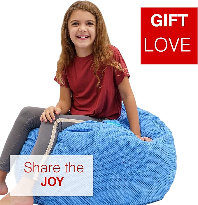 EMMandSOPHIE Kids Bean Bag Chair - Bean Bag Chair Kids- Toddler Bean Bag Chair- Bean Bag Stuffed Animal Storage -Bean Bag Chairs for Kids -Stuffed Animal Bean Bag Storage - Kid Bean Bag Chair - LeafyLoom