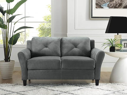 Lifestyle Solutions Harrington Loveseat, 57.9" W x 31.5" D x 32.7" H, Dark Grey - LeafyLoom