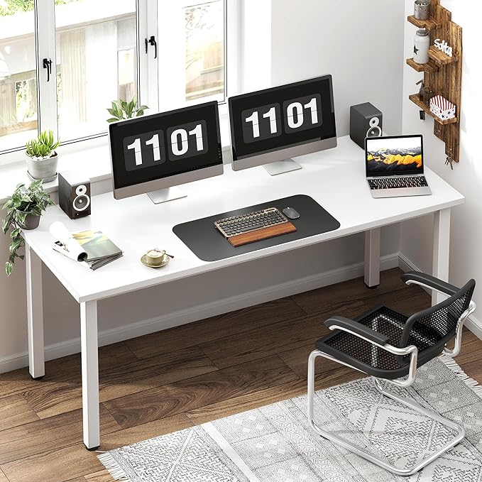 Need 63 Inch Large Computer Desk - Modern Simple Style Home Office Desk Gaming Desk, Basic Writing Table for Study Student, White Desk - LeafyLoom