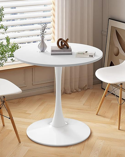 NicBex Dining Table Contemporary Kitchen Table Farmhouse Rustic 32" Round Dining Table with Round MDF Table Top, Metal Base Dining Table, End Table Leisure Coffee Table, White - LeafyLoom