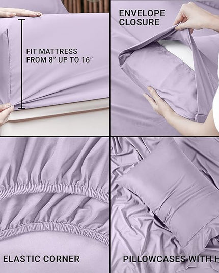 Utopia Bedding Twin Bed Sheets Set - 3 Piece Bedding - Brushed Microfiber - Shrinkage and Fade Resistant - Easy Care (Twin, Lavender) - LeafyLoom