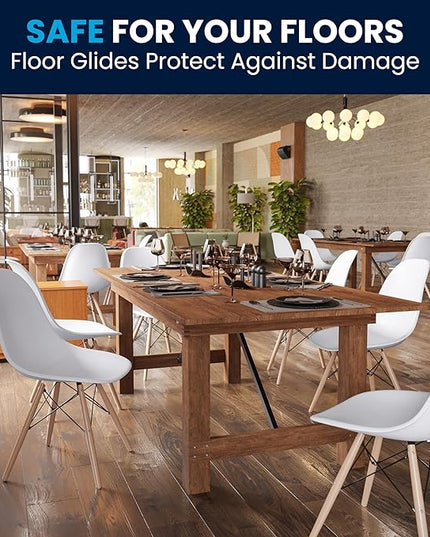 Flash Furniture Elon Series Plastic Modern Dining Chairs with Wooden Legs, Mid-Century Side Chairs for Dining Rooms and Offices, Set of 2, White - LeafyLoom