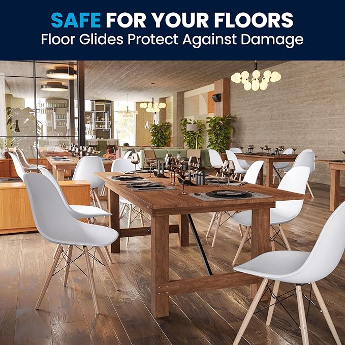 Flash Furniture Elon Series Plastic Modern Dining Chairs with Wooden Legs, Mid-Century Side Chairs for Dining Rooms and Offices, Set of 2, White - LeafyLoom