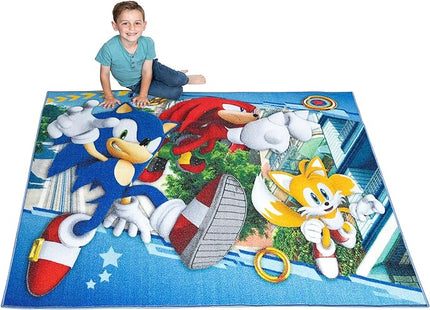Franco Kids Room Non Slip Area Rug, 69 in x 52 in, Sonic The Hedgehog, Anime - LeafyLoom