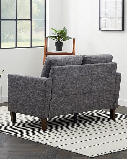 Edenbrook Archer Upholstered Loveseat - Charcoal Upholstered Loveseat - Living Room Furniture - Small Loveseat - Mid Century Modern Loveseat - Seats Two - LeafyLoom