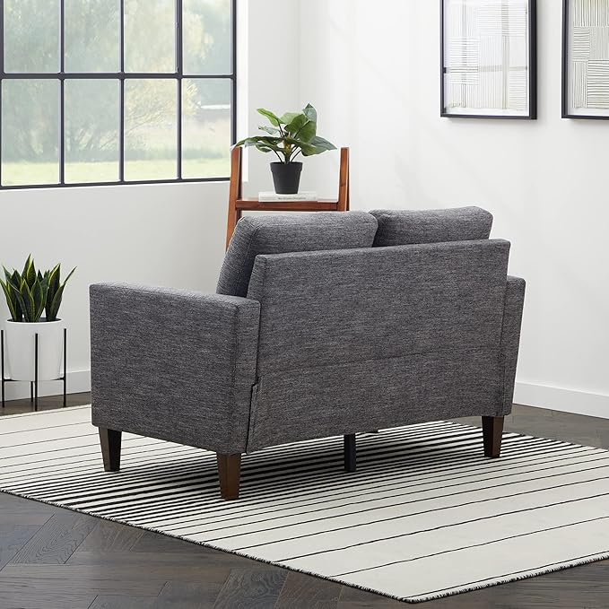 Edenbrook Archer Upholstered Loveseat - Charcoal Upholstered Loveseat - Living Room Furniture - Small Loveseat - Mid Century Modern Loveseat - Seats Two - LeafyLoom