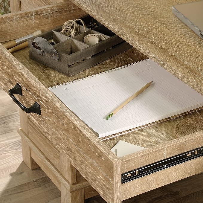 Sauder Garden Villa Desk, L: 59.06" x W: 20.71" x H: 29.80", Orchard Oak Finish - LeafyLoom