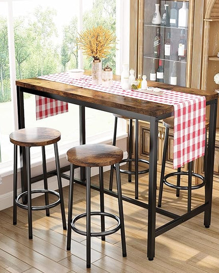 DKLGG Dinner Table Set for 4, Modern Kitchen Table and Chairs for 4 Wooden Top and Adjustable Metal Legs, Small Dining Room Table Set 5 Pieces Compact Design for Small Space - LeafyLoom