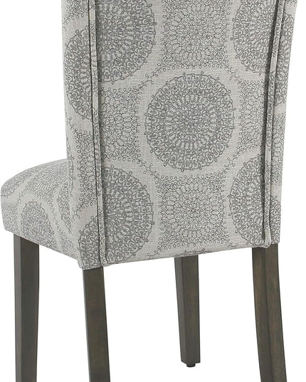HomePop Parsons Classic Upholstered Accent Dining Chair, Set of 2, Grey Medallion - LeafyLoom