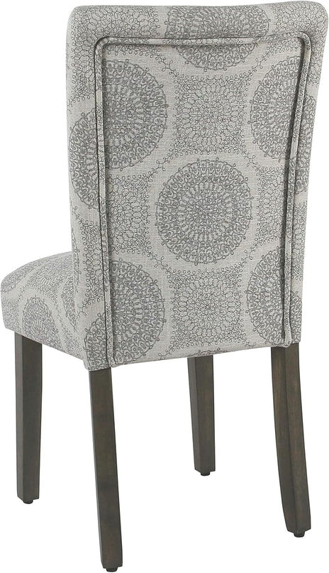 HomePop Parsons Classic Upholstered Accent Dining Chair, Set of 2, Grey Medallion - LeafyLoom