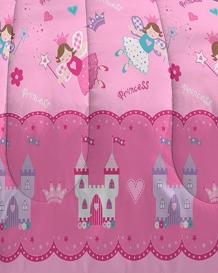 Dream Factory Magical Princess Ultra Soft Microfiber Girls Comforter Set, Pink, Twin - LeafyLoom