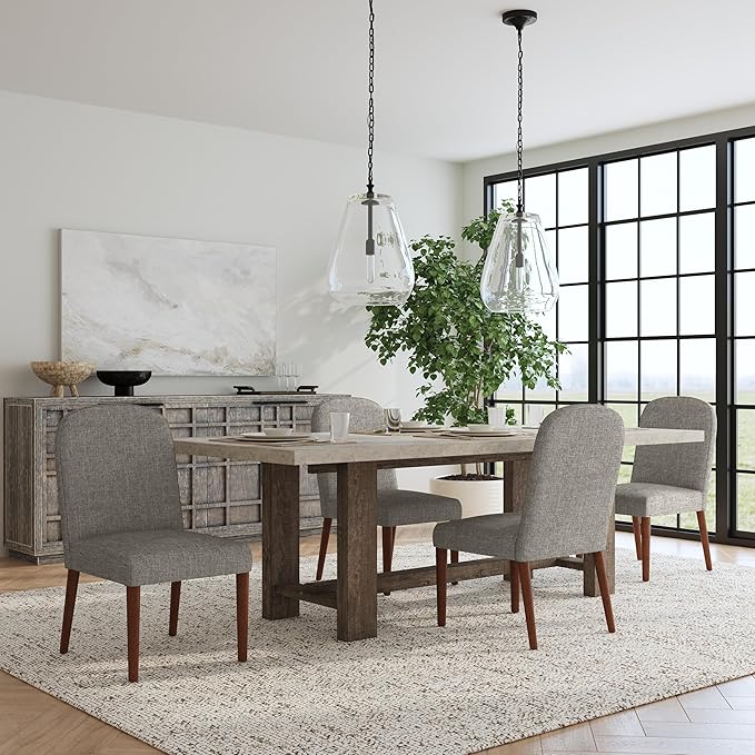 HomePop Classic Parsons Dining Chairs, Gray Woven (Single Pack) - LeafyLoom