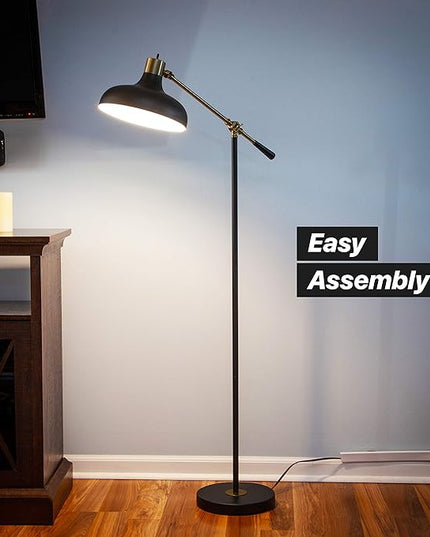 Brightech Wyatt LED Floor Lamp, Industrial Floor Lamp for Living Rooms & Offices – Charming Farmhouse Floor Lamp, Adjustable Head Standing Lamp for Bedroom Reading, Stunning Living Room Decor - LeafyLoom