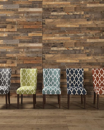 HomePop Parsons Classic Upholstered Accent Dining Chair, Set of 2, Navy and Cream Geometric - LeafyLoom