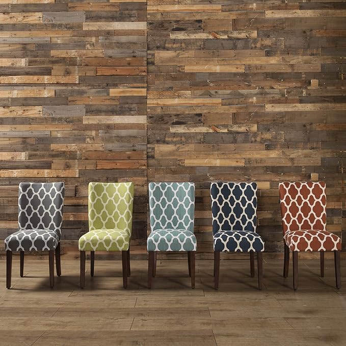 HomePop Parsons Classic Upholstered Accent Dining Chair, Set of 2, Navy and Cream Geometric - LeafyLoom
