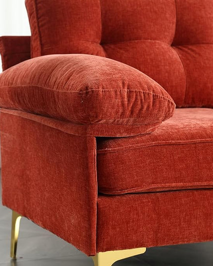 L Shaped Convertible Sleeper Sectional Sofa with Reversible Chaise, 3 Seater Corner Couch Bed with Detachable Pillow Armrest and Golden Metal Legs for Living Room Apartment Small Space - LeafyLoom