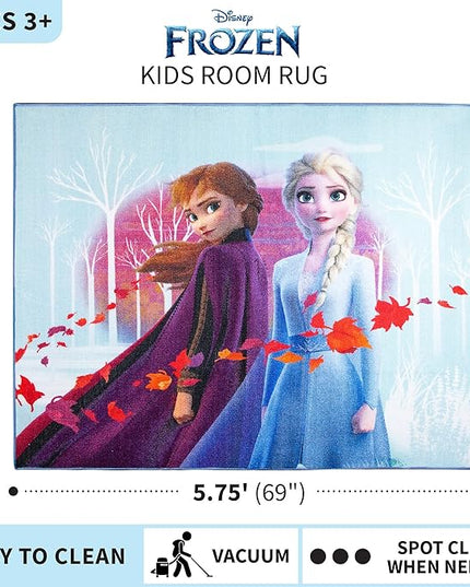 Disney Frozen 2 Kids Room Non Slip Area Rug, 69 in x 52 in, "Official" Disney Product By Franco - LeafyLoom