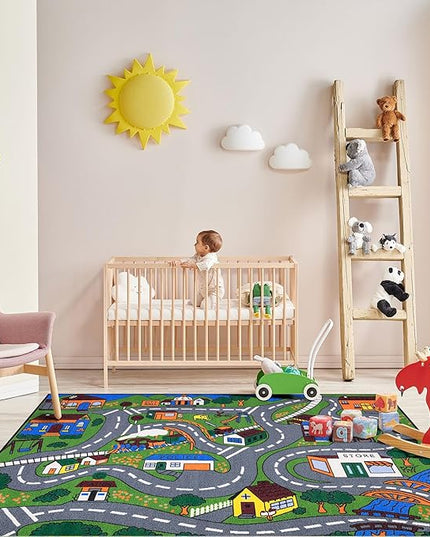 Ottomanson Jenny Children's Collection, Area Rug - 5' x 6'6", Educational Traffic - LeafyLoom