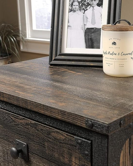 Sauder Steel River File Pedestal, L: 20.87" x W: 23.86" x H: 26.58", Carbon Oak Finish - LeafyLoom